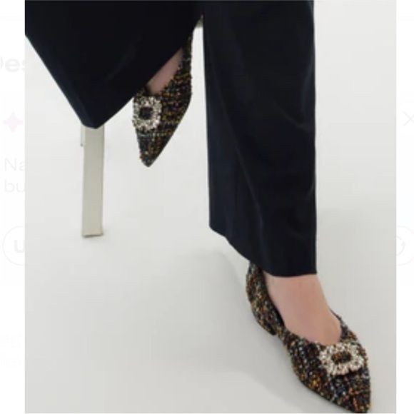 C.Paravano Crystal Buckle Multi Color Tweed flats women's 37/6.5 - Picture 6 of 7